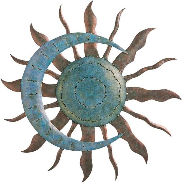 Decor Hanging Metal Sun And Moon Wall Art Home Ornament (30cm)