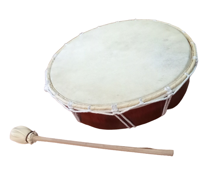 Hand Held Shaman Goatskin Drum With Beater Stick, 30cm Round