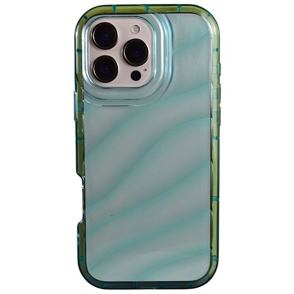 Phone Case with Blue Tint Waves Compatible with Iphone 16 Pro - Clear