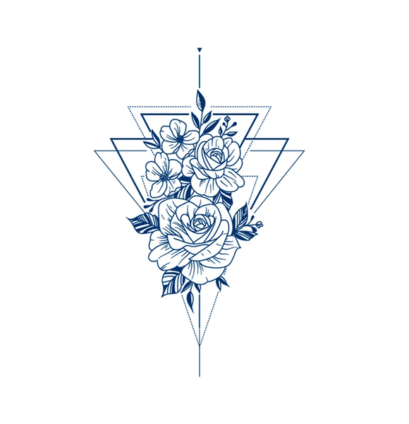 1 x POU Floral Geometric Tattoos for Women - Geometric