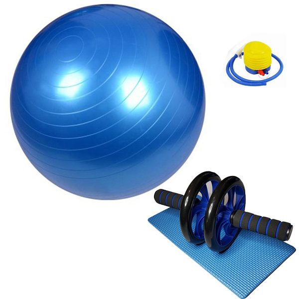 Large Exercise Ball 75cm &amp; Ab wheel Double- Grey