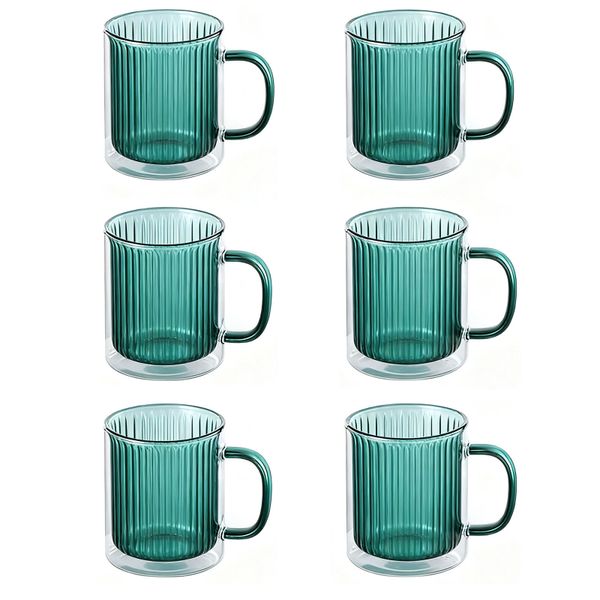 Glass Coffee Mugs Double Wall Tea Cups with handle tumbler at Home Office