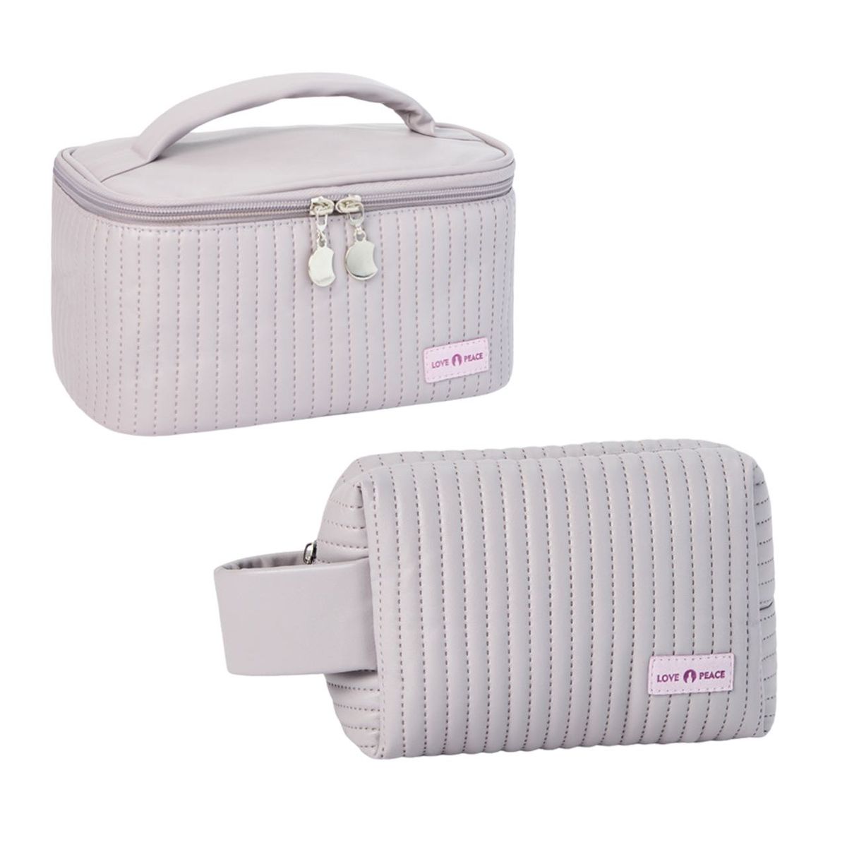 2 Piece Fluffy Macaroon Colour Chic Style Travel Cosmetic Bag Set