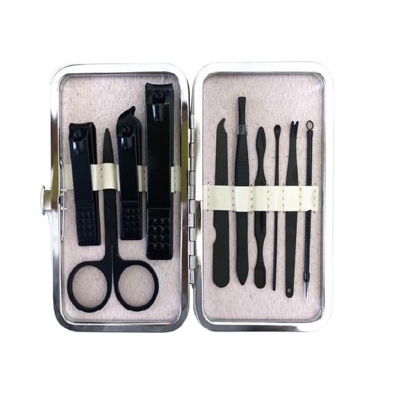 10 pieces Black Manicure Nail Care Set with Case