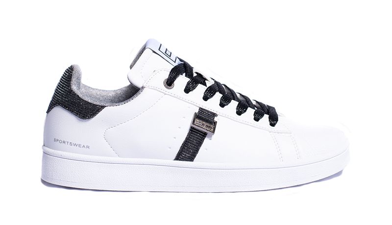 Enrico Coveri Light Glit Mix Women's Sneakers - White/Charcoal/Black