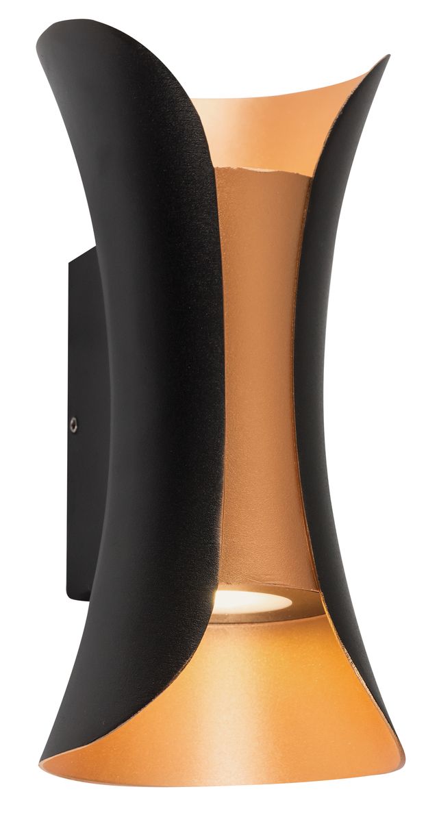 Hourglass Shaped Modern Matt Black Up/Down LED Wall Light - L562 Black/Gold