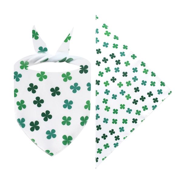 2Piece St. Patrick's Day Pet Bandana - Classic Clover Print Dog &amp; Cat Scarf