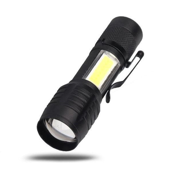 Mini Flashlight LED Zoom Waterproof COB Torch USB