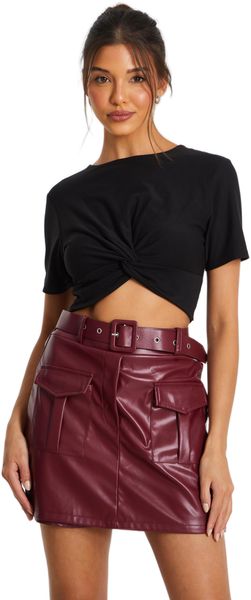 Quiz - Women Black Cross Front Crop Top