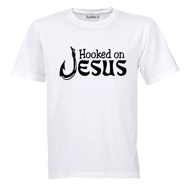 Hooked on Jesus - Mens - T-Shirt - White