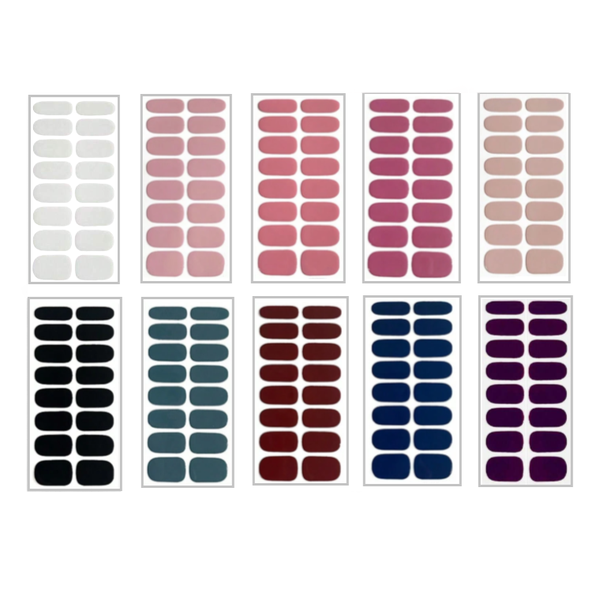 10 Set Different Solid Colour Full Wrap Nail Stickers Self-Adhesive DIY