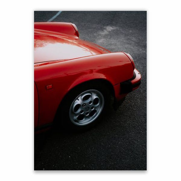 Red Porsche On Road Poster - A1