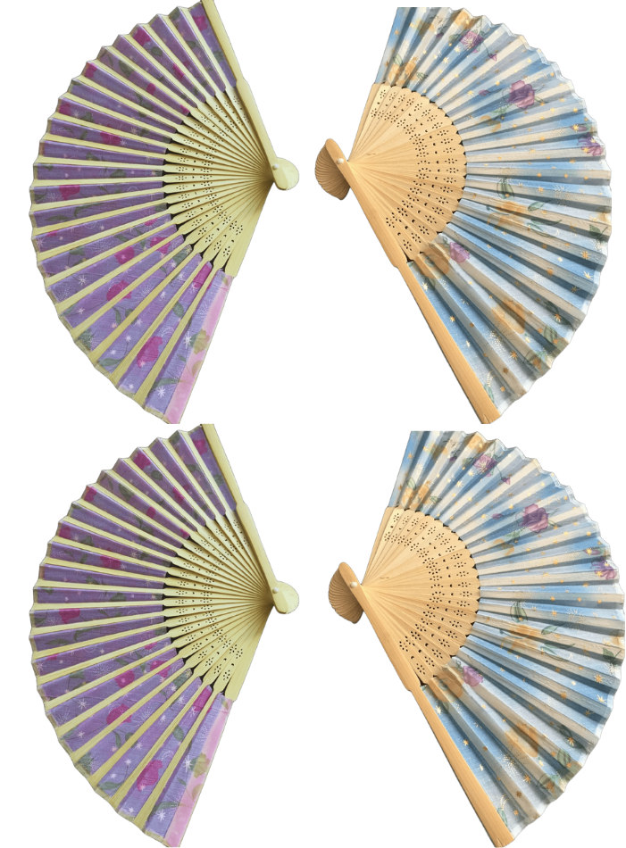 Hand Fans Bamboo Floral Folding Fans - Elegant and Portable - Set of 4