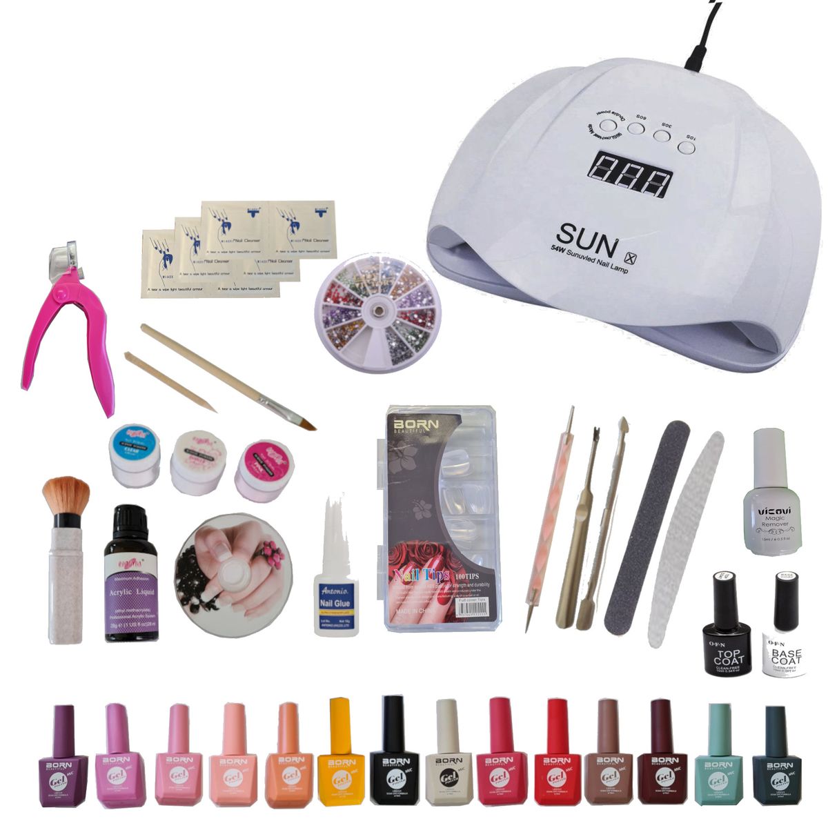 Professional Nail Kit With UV Lamp 14 Colors Gel And Nail Accessories 