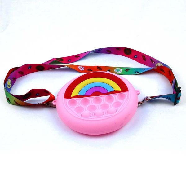 Cute Mini Silicone Pop IT Crossbody/ Shoulder bag - Pink Rainbow