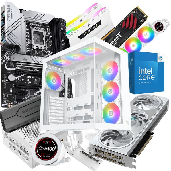 Custom White Gaming PC ,RTX5060 8GB, Intel 14600K 14 Core, 32GB DDR5 RAM