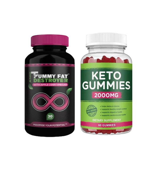 Tummy Fat Destroyer 30-Capsules &amp; Keto Gummies 2000mg - 60 Gummies