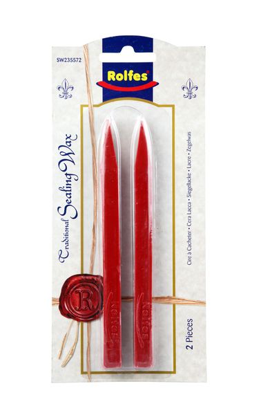 Rolfes Sealing Wax 2 per Card (110mm), Post Office Red x 6 Blister Cards