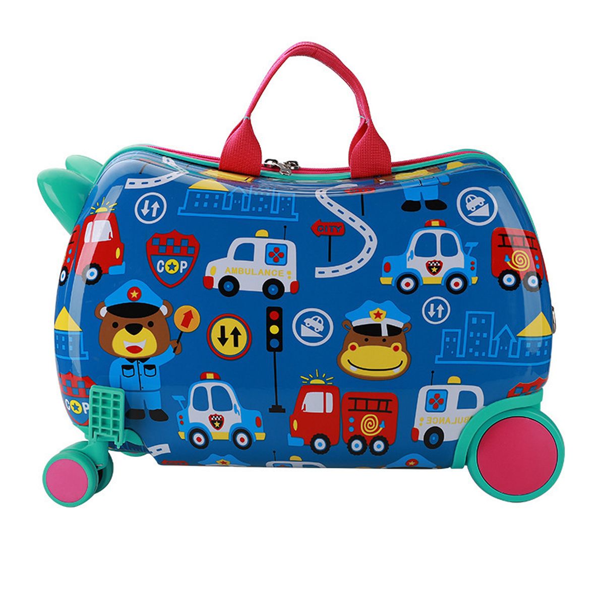 Kids Ride-On Trolley Suitcase With Wheels Holds Up To 50kg