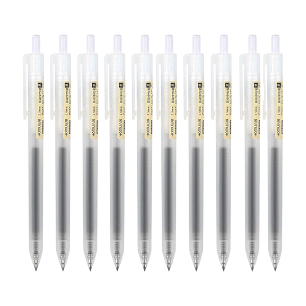 Frosted Barrel Retractable Gel Pen Set - 12-Piece - Black