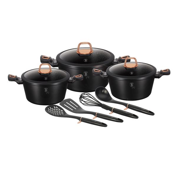 Berlinger Haus 10 Piece Marble Coating Cookware Set - Black Rose Edition