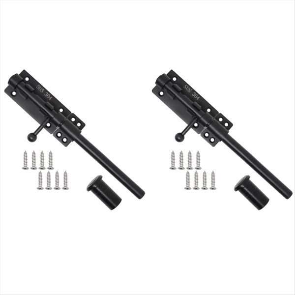 Heavy Duty Slide Bolt Gate Latch With A Padlock (Black 10 Inch)