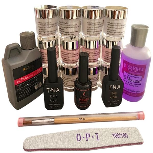 12 x 30g Acryl Powder + TNA Base, Top &amp; Primer