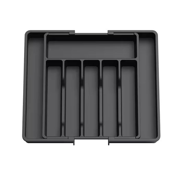 Expandable Drawer Organizer Tray Plastic Cutlery Utensil Organizer &amp; Brush