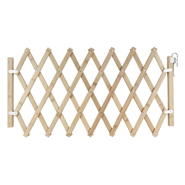 Pet Dog Cat Extendable Retractable Durable Wood Door Mounted Barrier Fence