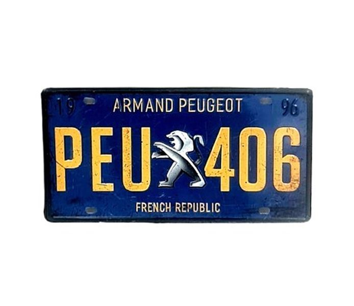 Peugeot Retro Vintage Style Metal Bar Sign Number Plate