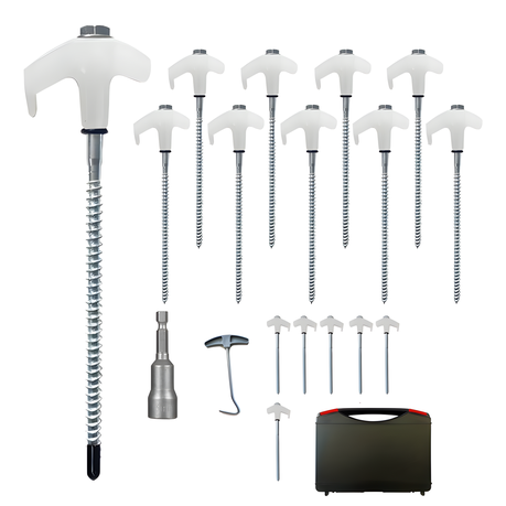 16Pcs Luminous Camping Tent Peg Set Tent Stakes Steel Screw Tent Tool Image