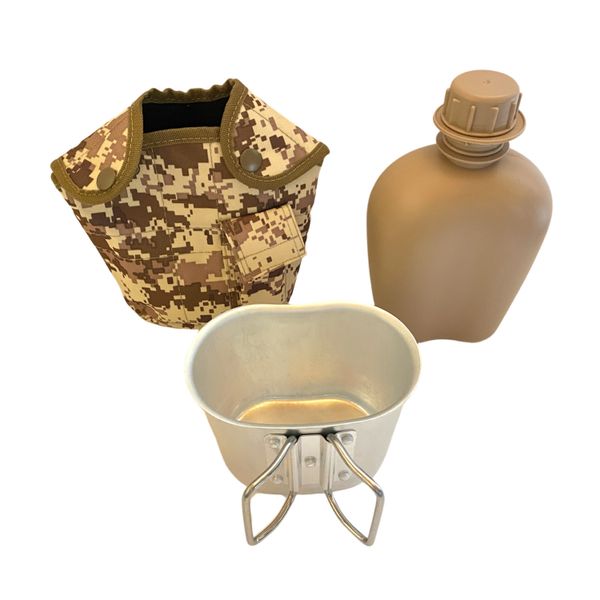 Water Bottle with Fire Bucket - Military Style - Desert Camo