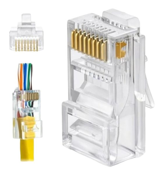 EZ Pass Through Cat6 RJ45 Connectors (100 in a Pack)