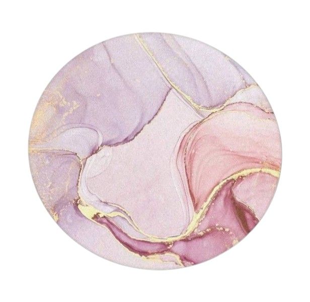 Aesthetic Non-Slip Desk Mat With Round Arble Design - Pink &amp; Gold