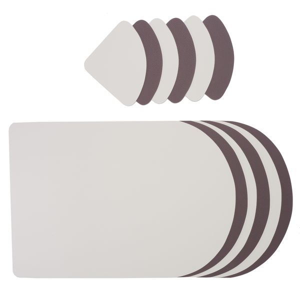 Placemat and Coaster Set - Faux Leather - Neutrals