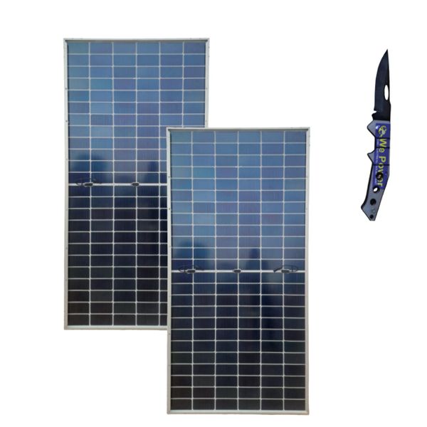 Solar Panel Set Of Two Dual-Sided Charging With Complimentary Knife
