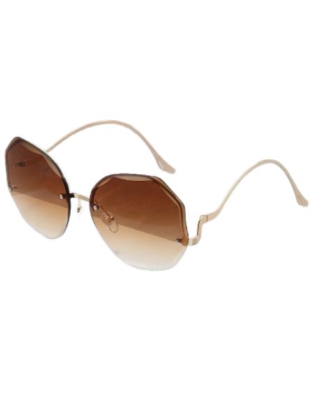 1 Piece Metal Rimless Diamond Cut Sunglasses