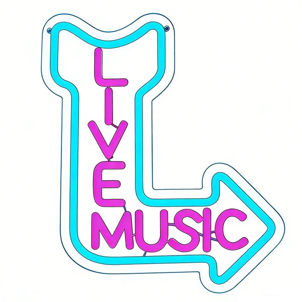 Live Music LED Neon Light for Wall Decor, Light up Sign for Music Studio