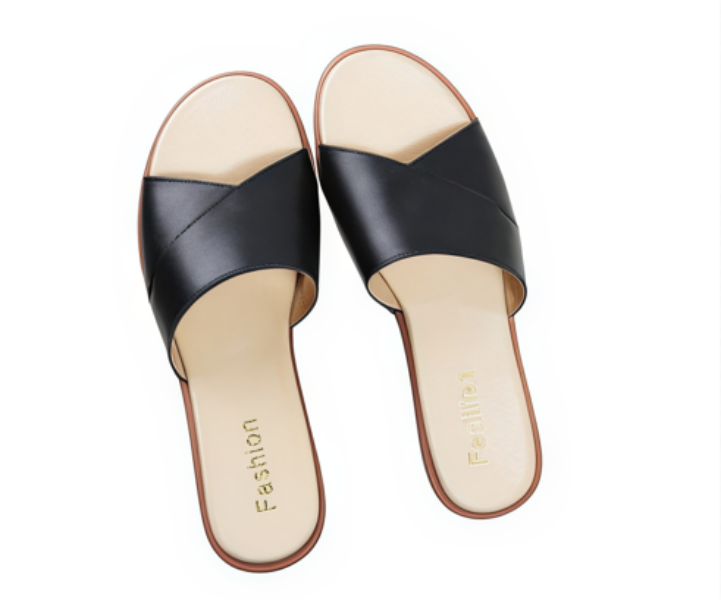 Women's Flat Leather Sandals, Slip-Resistant Flexible Sole Casual Open-Toe