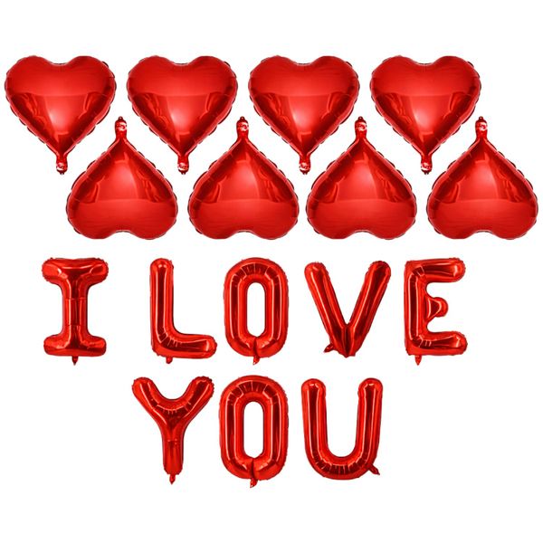 14 Piece- I LOVE YOU Balloon Set with Heart Balloons