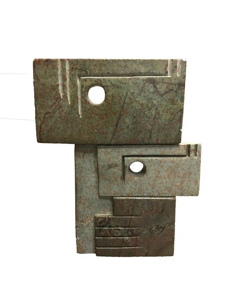 Brown Soapstone Hand-carved Waves of Love Abstract Couple Sculpture