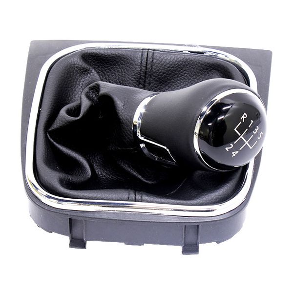 VW Golf MK5/6 Gearknob, Pouch &amp; Frame Combo - Black Leather