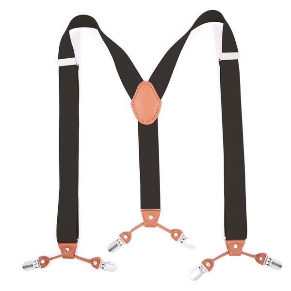 Fashion Y-Shaped Solid Colour Suspender With 6 Metal Clips