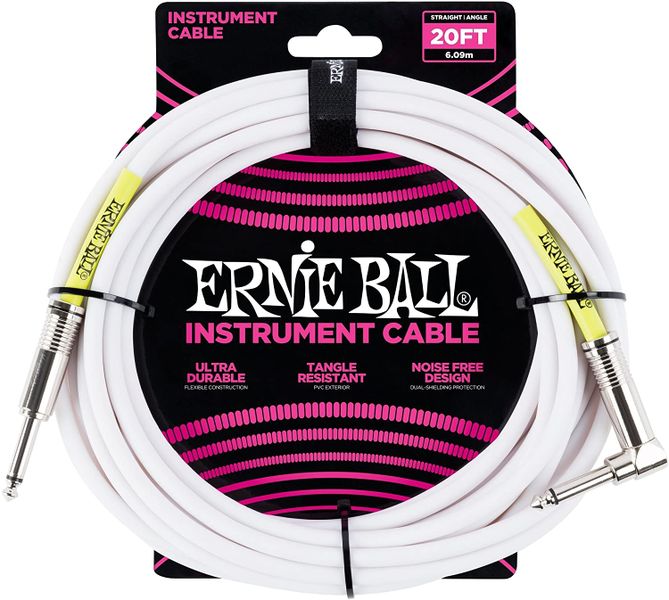 Ernie Ball 20' Straight/Angle Instrument Cable - White