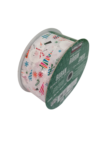 Kirkland 45.7m Wire Edged Ribbon - Snowman Themed