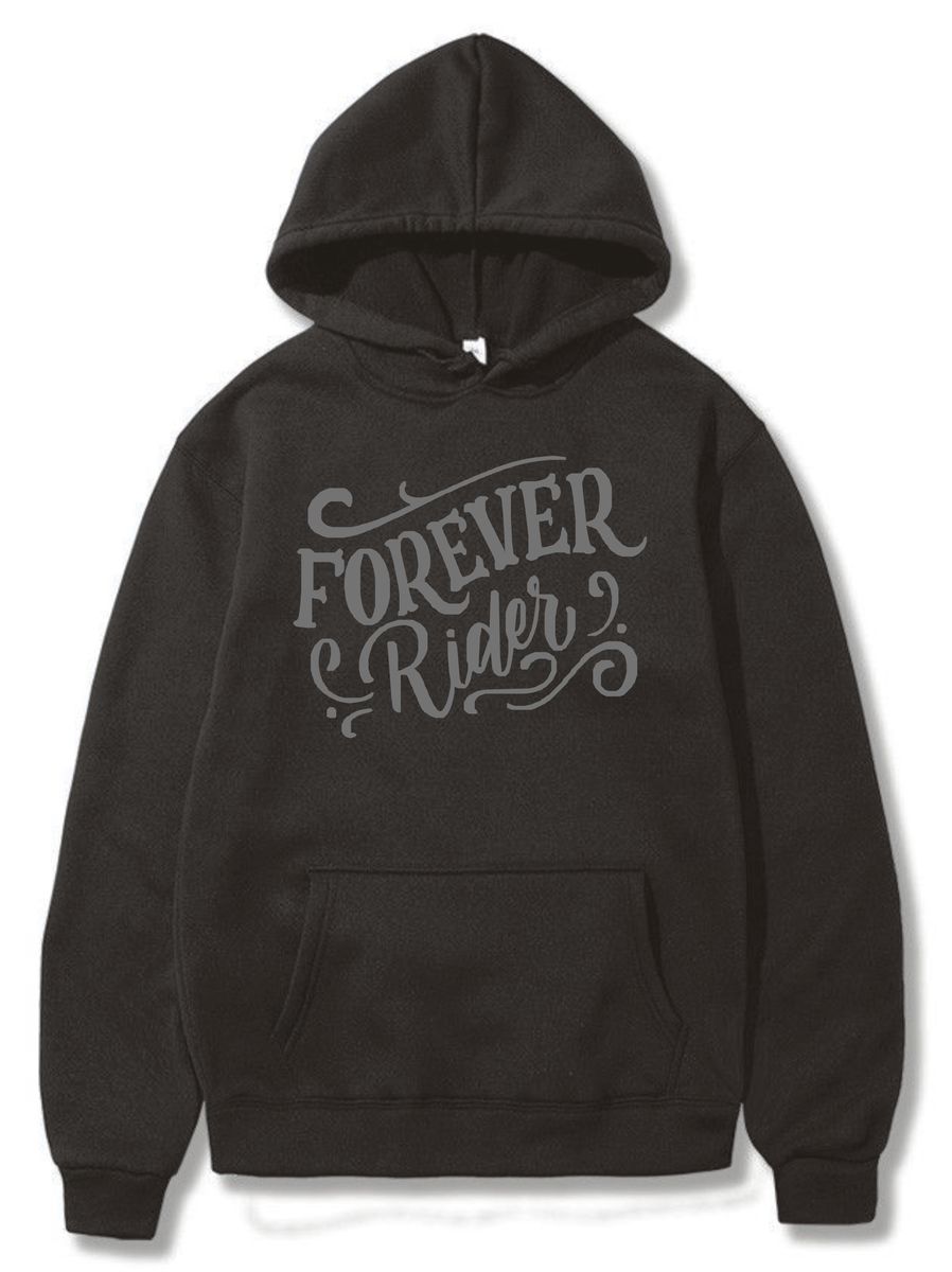 Biker - Gamer - Dad - Forever Rider Black Hoody Silver Print | Shop ...