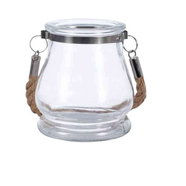 Glass Candle Holder With Rope