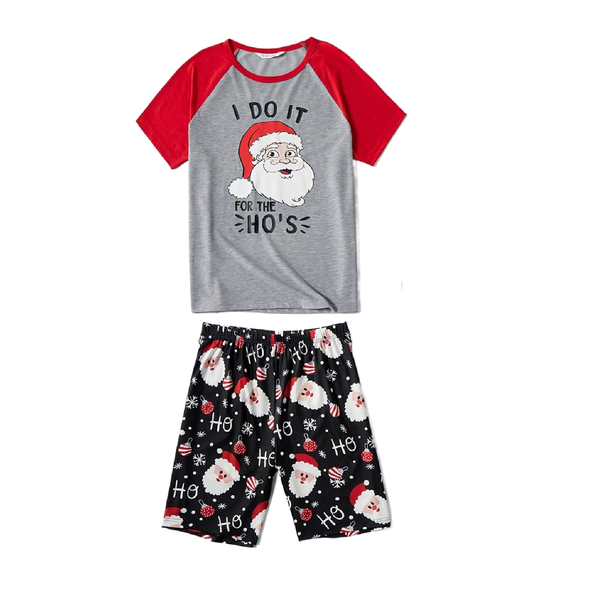 Christmas Matching Family Pajama Set Short Sleeve Tops and Shorts -Dad Grey
