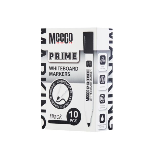Meeco Whiteboard Marker PRIME Black Pack of 10