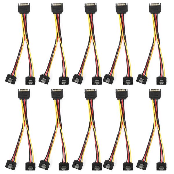 10 Pieces SATA Power Adapters, 15Pin 1M-2F, Data/Charge